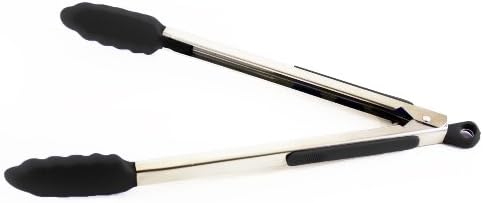 Zeroll Ussentials 8870MB Stainless Steel Locking Tongs, Midnight Black