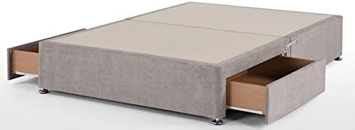 Smartslumber Chenille Divan Bed Base With Cubed Headboard - (6ft Super King, Mink) - 4 Drawers โ SS10041