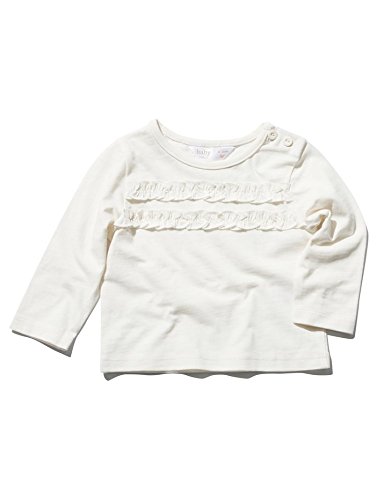 M&Co Baby Girl Long Sleeve Side Neck Button Fasten Cream Frill Panel Front Top Cream 9/12 Mnths