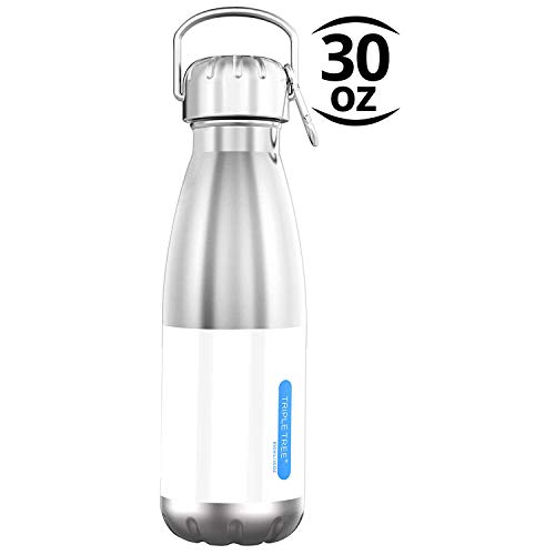 Bottiglia Termica, Bottiglie Acqua Acciaio Inox 850ML, Borraccia Termica Isolamento Sottovuoto a Doppia Parete,Senza BPA, Sport, All'aperto, Palestra, Yoga (Bianco)