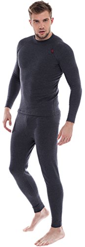 Biancheria Intima Termica Set Camicia Maniche Lunghe & Lunghe Mutande per Uomo Modello: HR050 SILVERPLUS (Grigio, S)