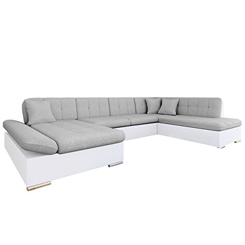 Mirjan24 Ecksofa Bergen Design Eckcouch mit Schlaffunktion und Bettkasten, Regulierbare Armlehnen, U-Form Sofa vom Hersteller, Wohnlandschaft (Soft 017 + Bristol 2460, Ecksofa: Links)