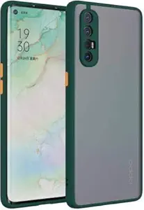FLYCASE Smoke Case with Screen Protector, Full Body Shockproof Rugged Protective Case Cover for Oppo Reno 3 Pro (Dark Green)