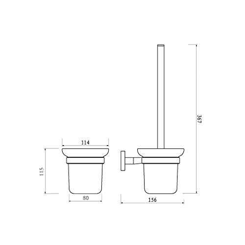 Auralum WC-Garnitur Metall Toilettenbürste, WC-Bürstenhalter satiniertes Glas, Wandmontage, chrom - 2