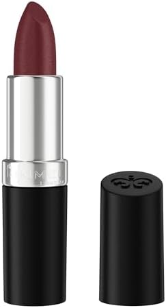 Rimmel London Lasting Finish, 380 Plum Pillow, Rossetto Satinato, Lunga Durata, Finish Satinato, Ricco Colore, Idratante, Formula Vegana, 4g