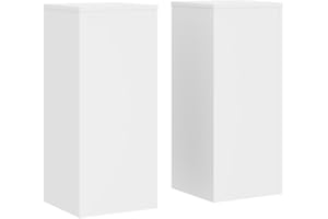 vidaXL Pflanzenständer 2 STK., Blumenständer Hohle Konstruktion, Dekosäule Podest für Pflanzen Dekoartikel, Blumenhocker Blumensäule, Weiß Holzwerkstoff