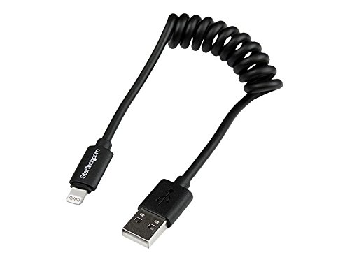 StarTech.com 30cm Apple 8-pin Lightning auf USB Spiralkabel für iPhone / iPod / iPad – 0,3m Ladekabel – Schwarz – St/St - 2