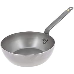 De Buyer 5614.28 'Mineral B Element' Poêle Paysanne Ronde - Revêtue de Cire d'Abeille - Tôle d'Acier Blanche - Diamètre 28 cm