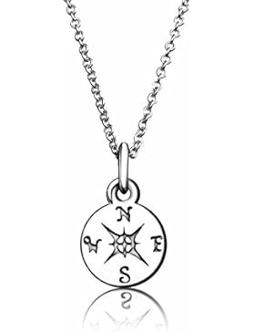 Anhänger Halskette, Charminer Sterling Silber Kompass Anhänger kleine zierliche Halskette Graduierung Geschenk...