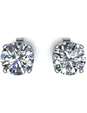 Precious Jewels UK-Diamant Solitaire Ohrstecker Ohrringe 0,06ct 9ct Weiß Gold. Zertifikat von Gie