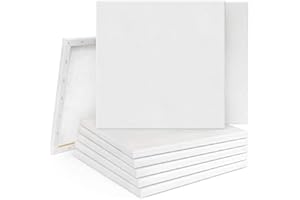 M.J COMFY-LIFE 10-Pack Stretched Canvas Set - 20x20cm 100% Cotton Primed White Painting Canvases for Acrylic, Oil & Watercolor - Ready-to-Use Artist Canvas Boards for Beginners & Professionals