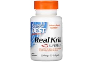 DOCTORSBEST Doctor's Best Huile de Krill Authentique, 350mg - 60 Capsules Molles - Soutien Cardiovasculaire et Articulaire Naturel