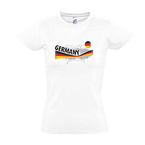 Fanshirt-Damen GERMANY, Deutschland Ländershirt EM / WM Trikot S-XXL , White , S