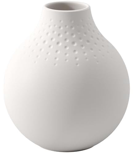 Vase Céramique Minimaliste Blanc – 10x10x18 Cm – Bouche 5,5 Cm – Déco Élégante Pour Fleurs, Salon, Cheminée
