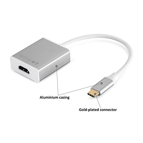 KiWiBiRD USB 3.1 Typ-C THUNDERBOLT 3 zu HDMI 4K*2K Adapter (18.5cm Kabel, USB TYPE C zu HDMI) für Apple MacBook 12”, Google 2nd Chromebook Pixel, Asus Zen AiO PC, Dell XPS 12 2-in- 1(9250) / XPS 13(9350) / XPS 15 (9550), Samsung Galaxy TabPro S 12” und mehr Typ C fähige Geräte - 3