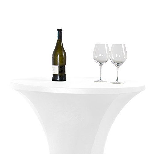 Vanage Stretch-Husse für Stehtische / Bistrotische in weiß – Stehtischhusse für einen Tischdurchmesser von 70 – 80 cm – Outdoor-Tischdecken für Feiern und Veranstaltungen – eleganter Tischüberzug - 5