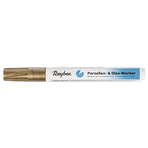 Rayher 38734616 Porzellan&Glas-Marker Effekt, 1-2 mm, gold