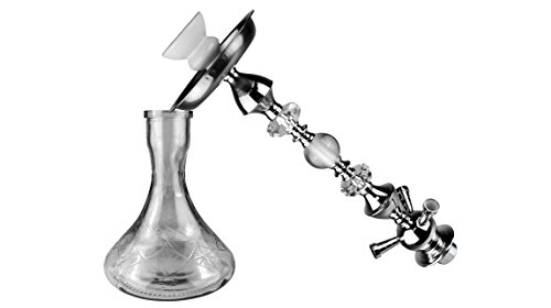 BAYLI – XXL Shisha Set, Hookah, Orientalische Wasserpfeife mit 3 Schläuchen, inklusive Zange, Tonkopf Shisha Höhe ca. 70cm Nargile Hookah mit Tonkopf und Zange + Kaminaufsatz + Mundstück F4063 - 3