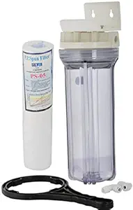 KRPLUS Transparent Clear Water Filter Housing with Spun Filter, Spanner Key & 1/4