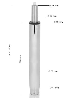 HJH Office Ressort à gaz/Vérin à gaz XXL – Chrome, 52–72 cm (Tabouret de bar) hjh OFFICE