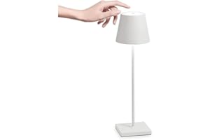 21 SHOP® Lampada Da Tavolo A Led Con Batteria Ricaricabile Touch Dimmerabile 3 Colori Bar Negozio Casa Ufficio in Alluminio Bianco