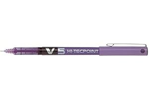 PILOT Lote de 5 bolígrafos roller Hi-Tecpoint V5, tinta líquida, punta fina, color morado