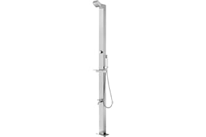 vidaXL Ducha de Jardín Grifo Soporte Patio Exterior Piscina Playa Teleducha Torre Solar Camping Aire Libre Moderno Acero Inoxidable 220 cm