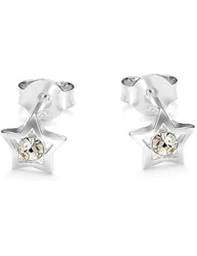 butterfly Mädchen Ohrstecker echt Silber klar Swarovski Elements original Stern Satin-Beutel, Geschenke für Mädchen...