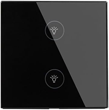 Smart Switch, NBAmask Touch Panel Switch Smart Wall Light Switch WiFi Wireless Glass Switch Remote Control for Home Automation via IOS and Android, Works with Alexa and Google Home (UK Standard) (G2, Black)