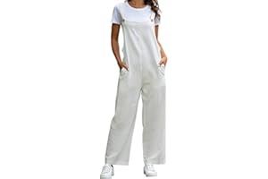 Morbuy Petos de Pantalones para Mujer, Monos Verano Casual Baggy Overoles Jumpsuit Tirantes Pantalones Embarazados con Bolsillos, para Playa Fiesta Oficina