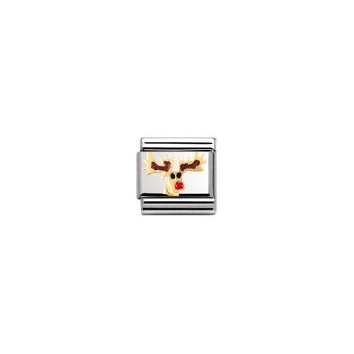 Nomination Composable Classic Christmas Edelstahl, Email und 18K-Gold (Rentier) 030225