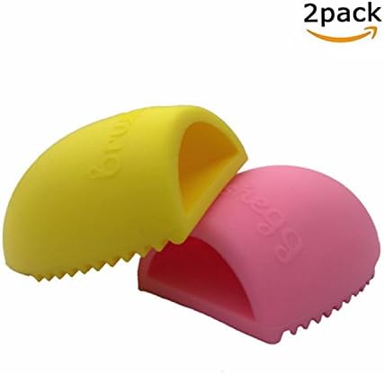 2pcs Makeup Brush Cleaner, Silicone Makeup Washing Brush Scrubber Board Cosmetic Brush Cleaning Tool (Pink and Yellow)
