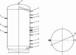Buffer without Heat exchanger 1000 Liter Heating water Type TP