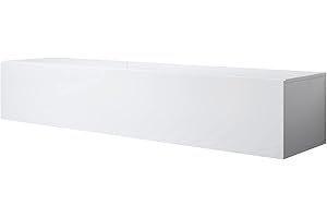 MB Muebles Bonitos | Mobile TV sospeso Modello Luke H2 | Lunghezza 160 cm x profondità 40 cm x Altezza 30 cm | Finitura Lucida | Bianco