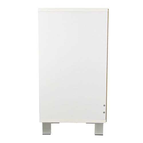 Waschtischunterschrank mit Glastür Holz weiß 30 x 40 x 56 cm | Aussparung für Siphon | verstellbarer Einlegeboden | Tip-on-Automatik - 4