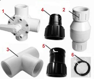 Dreiwegeventil Set 8 Teile Pool Schwimmbad Solarheizung T-Stück Rückschlagventill Schwimmbad