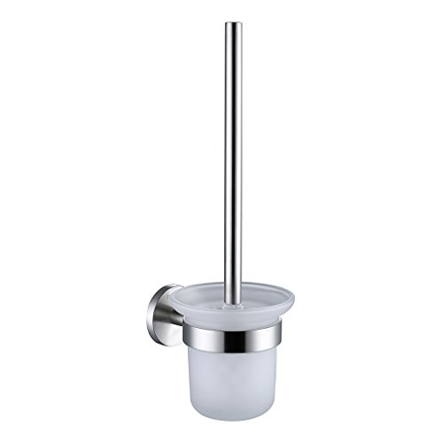 Finether Toilettenbürstenhalter Klobürstenhalter WC-Bürstengarnitur aus Edelstahl gebürstet rostfrei WC-Garnitur Toilettenbürste Klobürste WC-Bürste Wandmontage