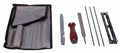 Kit de afilado cadena motosierra 1/4 "Y 3/8 (LP)" con funda A rotolo| 3 Lima redondos ,1 Hoja plana ,1 Calibre Profundidad ,1 Mango para Lima ,1 guía Línea