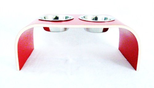 Red-Raised-Dog-Bowl-Holder-Medium-Handmade-in-the-UK