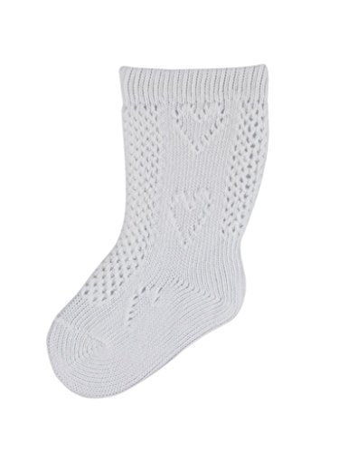 5 Pairs of Baby Girls White Cotton Pelerine 3/4 Length Socks (0-2.5) S455 Heart Pattern