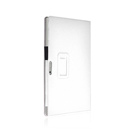 Microsoft Surface Pro 4 Cover Tasche mit praktischer Stand Funktion Case aus robustem Kunstleder und zusätzlicher Displayschutz Glas kombiniert Schutz und Design für Ihr Microsoft Surface Pro 4 Hülle Case in Weiss von UC Express® - 6