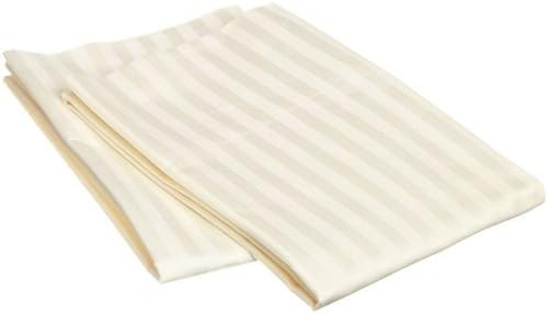JB Linen 500-Thread-Count Luxury &amp; Super Soft 2 Pieces Egyptian Cotton Housewife Pillow Cases Euro/Square/Continental/European Size 26" x 26"(Inches) -Ivory Striped, (65 cm x 65 cm)