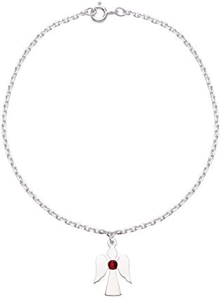 Charm Angel January Birthstone Sterling Silver Charm Angel Bracelet of Length 19 cm