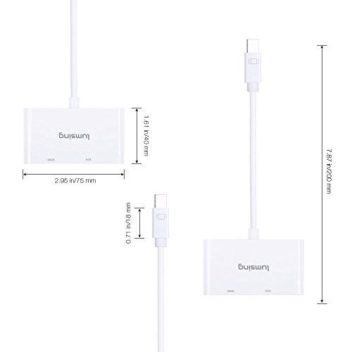 Lumsing Mini Displayport (Thunderbolt-Port kompatibel) DP-HDMI-VGA-Konverter 2-in-1-Adapter Adapter für Macbook Pro Air iMac Oberflächen Pro 3 - 4