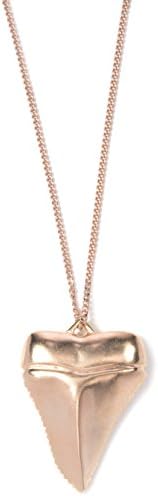 Arizaga Mens Red Gold Plated Mega Shark's Tooth Necklace of Length 63.5 cm