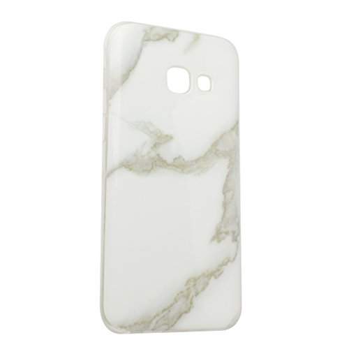 Galaxy A320F Hülle Silikon, Rosa Schleife Schutzhülle für>Samsung Galaxy A3 2017 Version< Ultra Dünn Slim Case Flexible Soft Weich TPU Silicone Backcover Bumper Schale Handyhülle mit Bunte Marmor Muster , Weiß Grau Marmor - 3