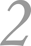 Selbstklebende Hausnummer - 2 - silber, 10 cm hoch - Kleben statt Bohren, Aufkleber für den Aussenbereich, Ziffer, Zahlen, Sticker auch als Wandtattoo, Fensteraufkleber und Türen