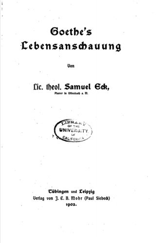 Goethe's Lebensanschauung