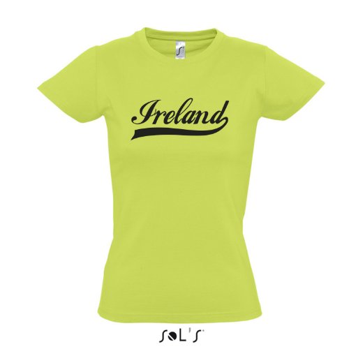 Damen T-Shirt – Irland Oldschool Ireland LÄNDERSHIRT EM / WM FAN Trikot S-XXL , Apple green – schwarz , S