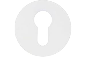 stahl-design-tebart Roseta redonda de acero inoxidable para puertas, autoadhesiva, con adhesivo 3M VHB perforado, RAL9016, blanco, para bricolaje y profesionales – 0,55 x 0,55 x 0,025 cm